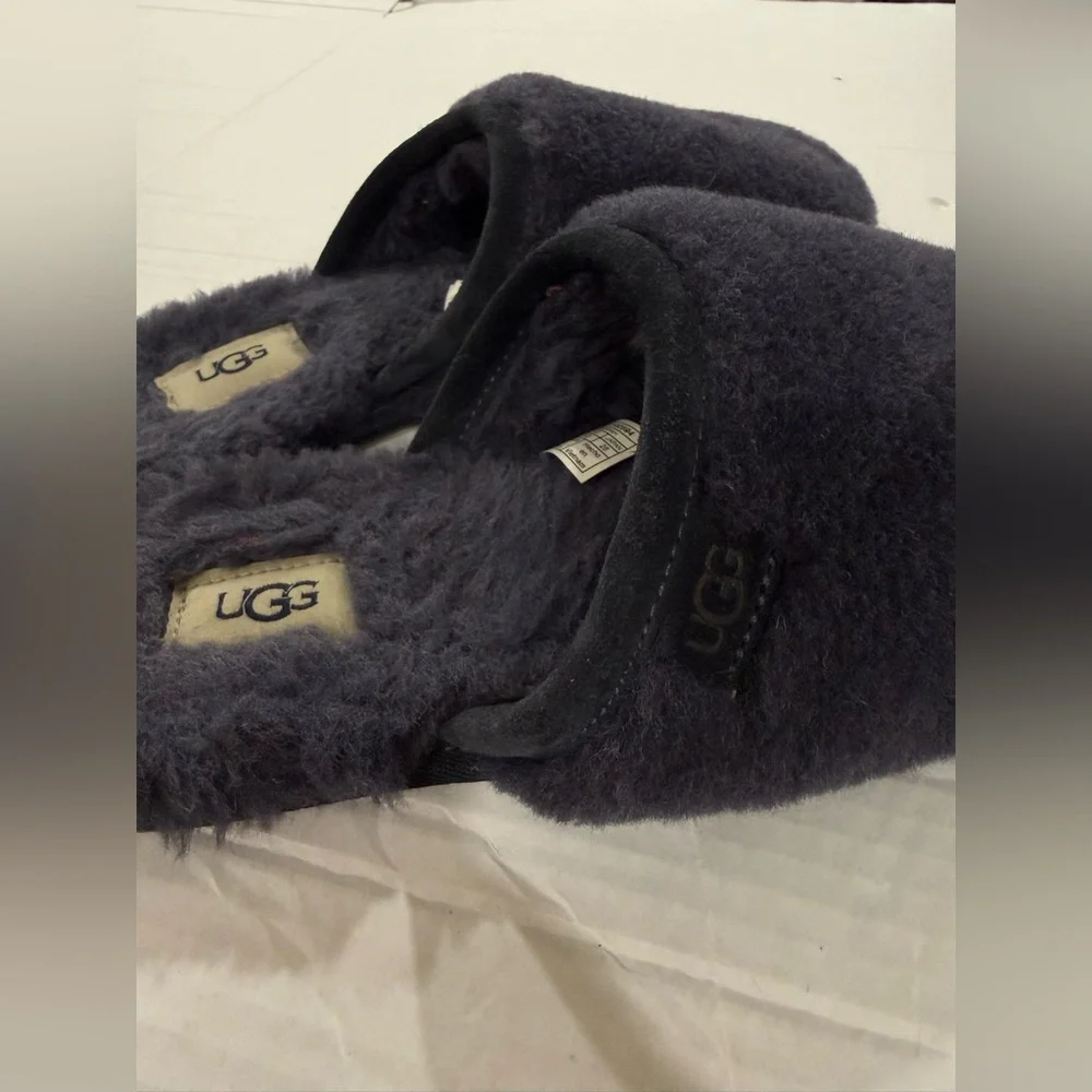 UGG FLUFFETTE True Womens Size 9 Navy Blue Slip On Slippers Shoes 1102594 - Picture 10 of 11